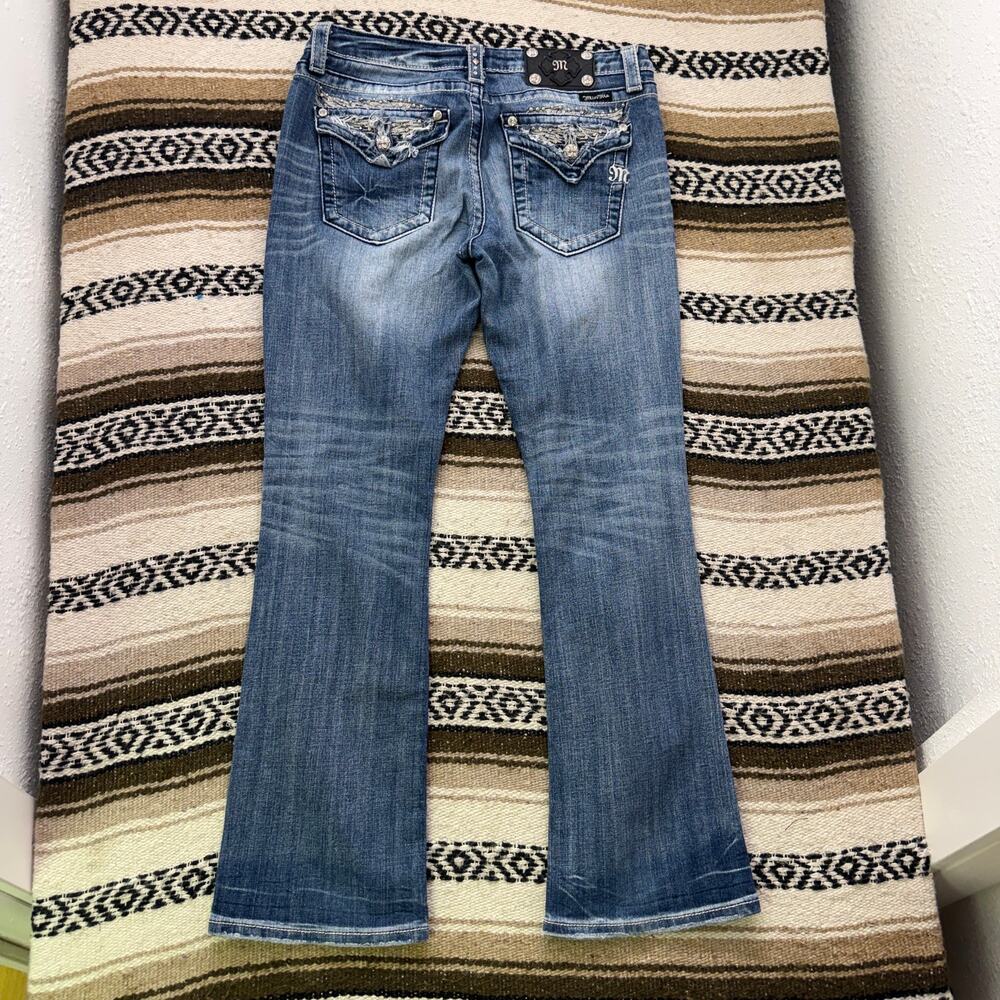 Women's Vintage Y2k Miss Me Embellished Easy BootCut Denim Blue Jeans Sz 30 x 31